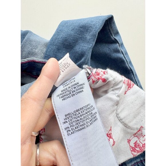 Girls' TRUE RELIGION Floral Patch Medium Dark Rinse Skinny Jeans, Size 6X - Picture 14 of 16